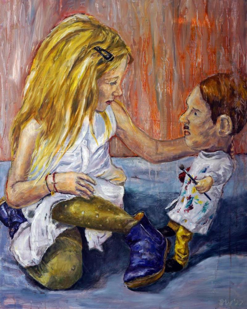 Simone Westphal, Lange Haar, langer Sinn, Öl auf Leinwand, 100 x 80 cm