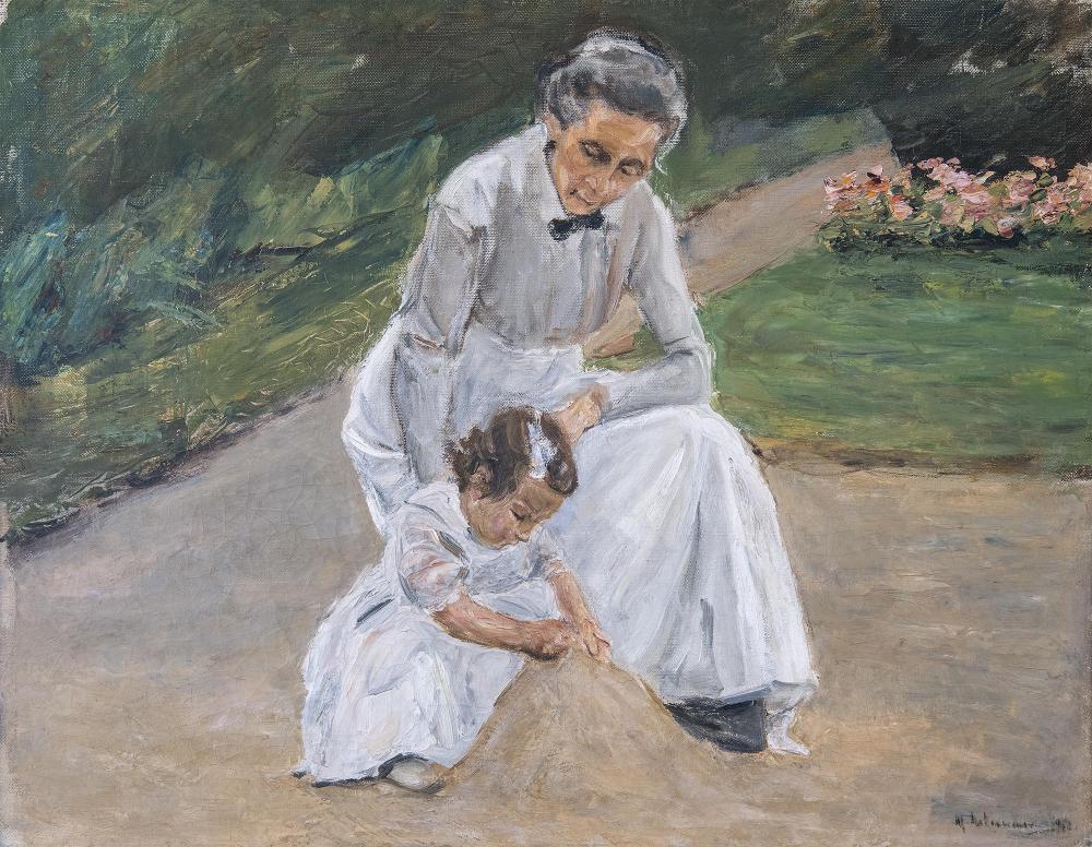 Maria in Max Liebermanns: Enkelin und Kinderfrau beim Spiel im Garten, 1929